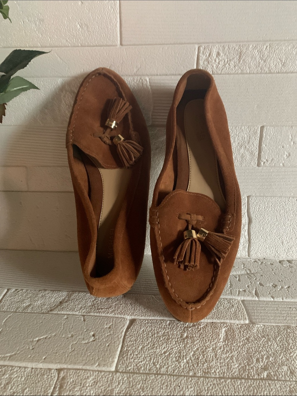 Michael Kors Suede Tassel Loafers in Chestnut Brown